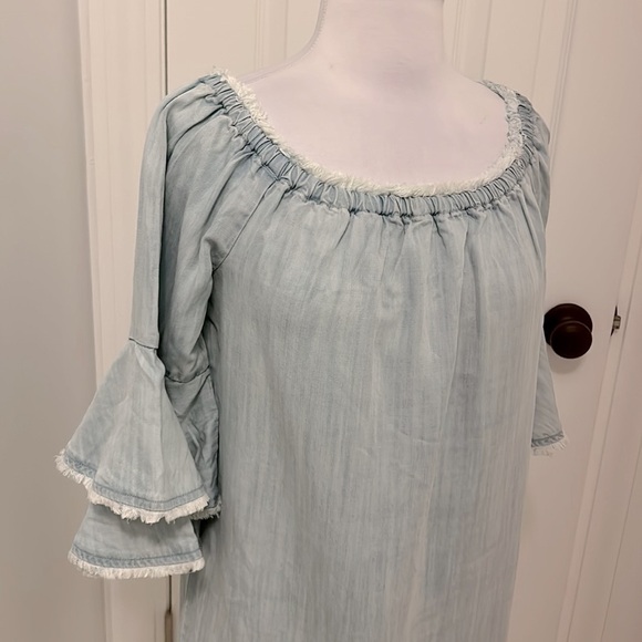 Boston Proper Summer Essentials Off Shoulder Chambray Dress - Picture 5 of 9